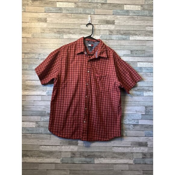 Mens Tommy jeans flannel button Up shirt Orange size Large - Picture 3 of 3